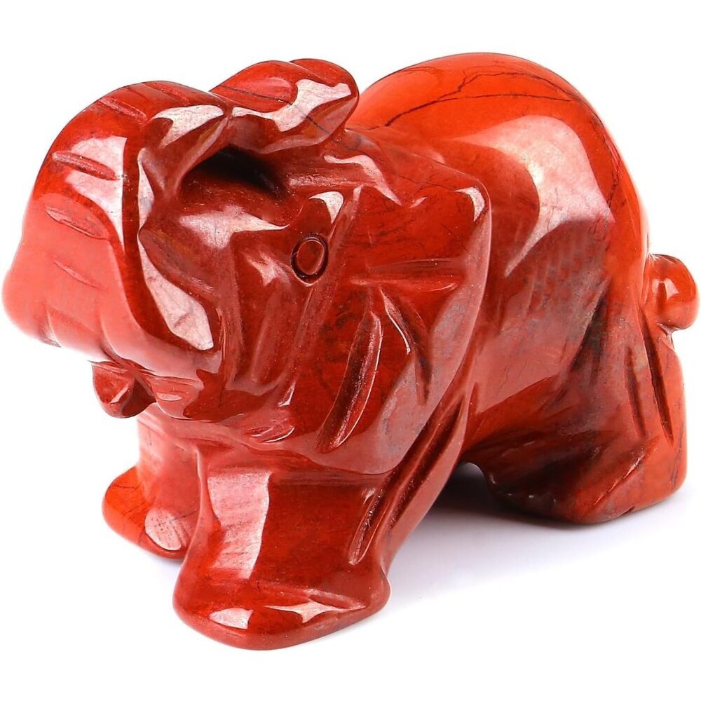 Red Jasper Crystals Elephant Décor Desk Stones Figurine Natural Gemstone